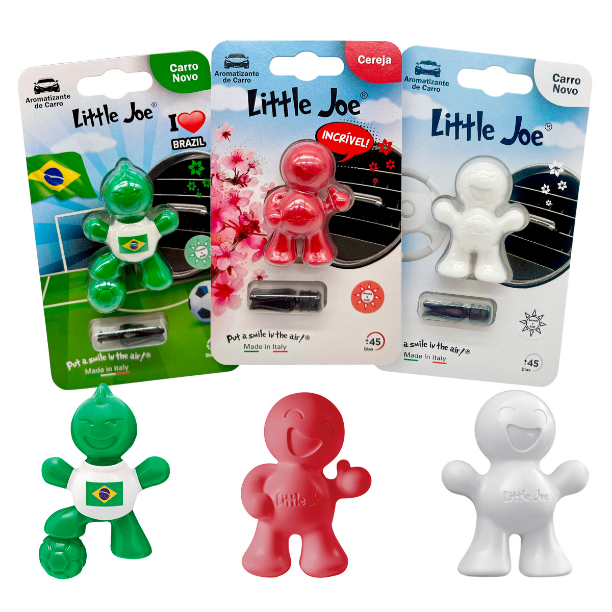 Kit Aromatizador Litte Joe Jogador + Little Joe Up Cereja + Little Joe Carro Novo