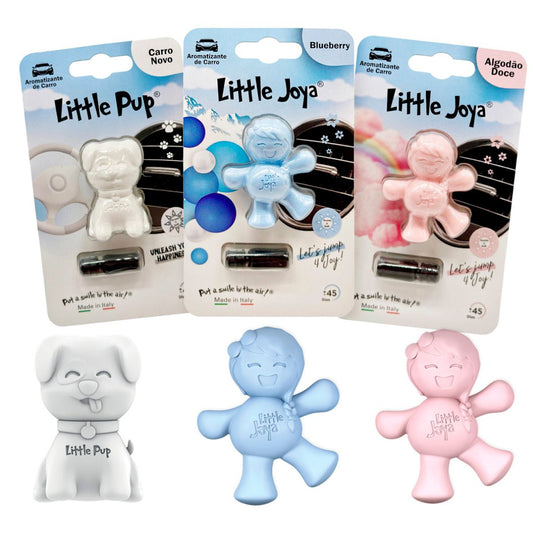 Kit Aromatizador Little Pup Carro Novo + Little Joya Blueberry +  Little Joya Algodão-Doce