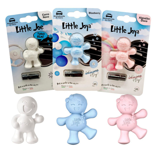 Kit Aromatizador Little Joe Up Carro Novo + Little Joya Blueberry + Little Joya Algodão-Doce